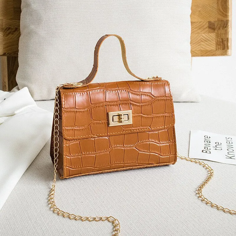 PU Fashion Women Bags 2020 Summer New Crocodile Pattern Handbag Shoulder Messenger Chain Lock Small Square Bag Wholesale