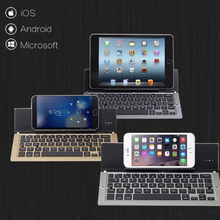 Three Fold Mobile Tablet Aluminum Alloy Bluetooth Keyboard