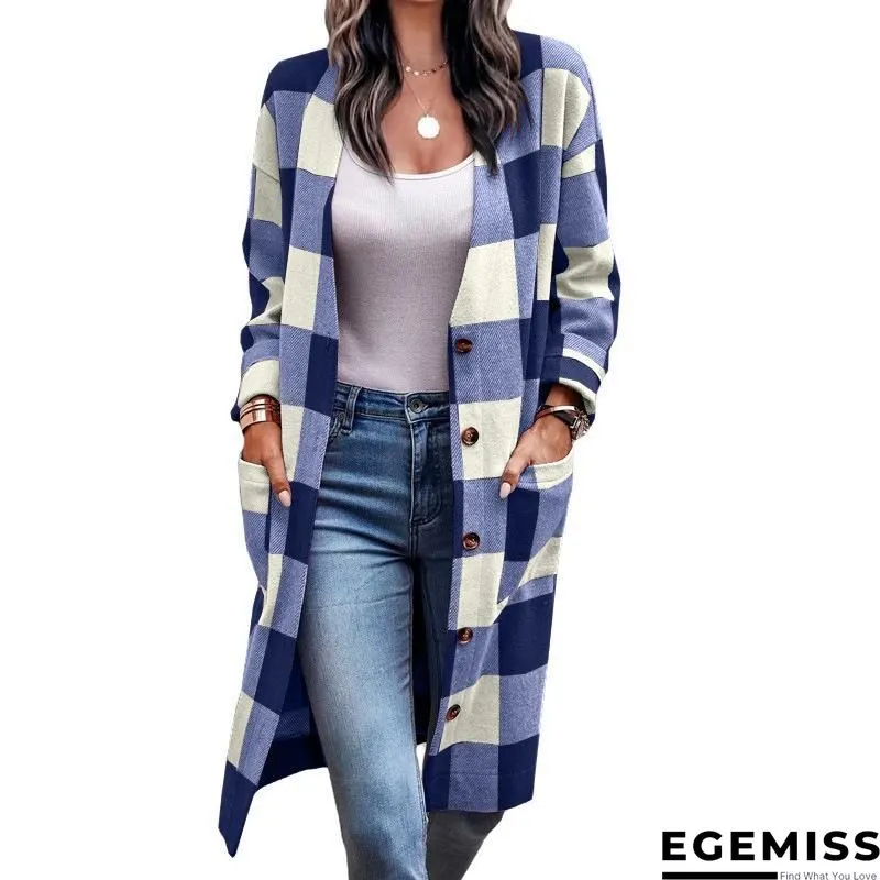 Casual Royal Buffalo Plaid Pocket Coat Women | EGEMISS