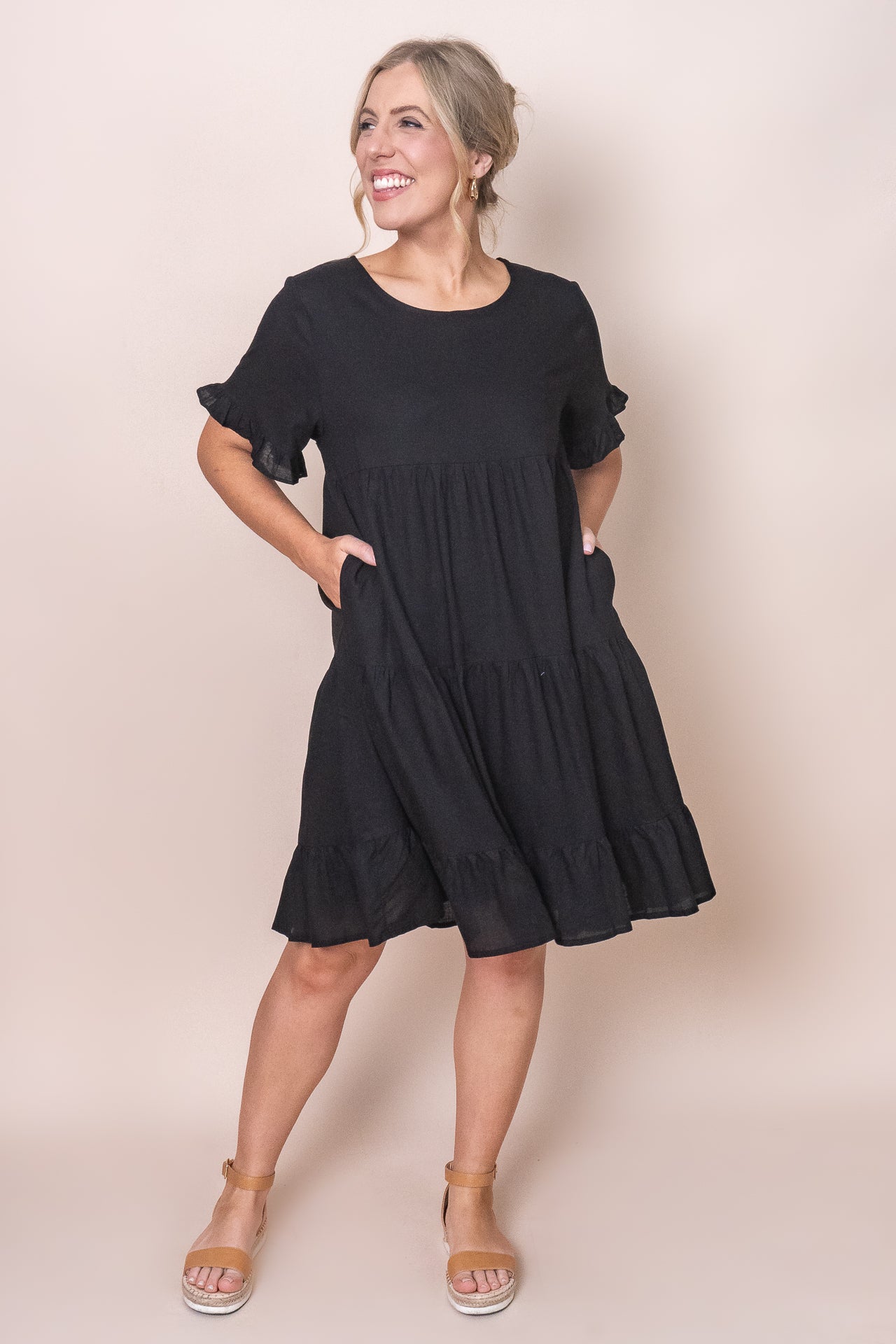 Nicole Tiered Dress in Black