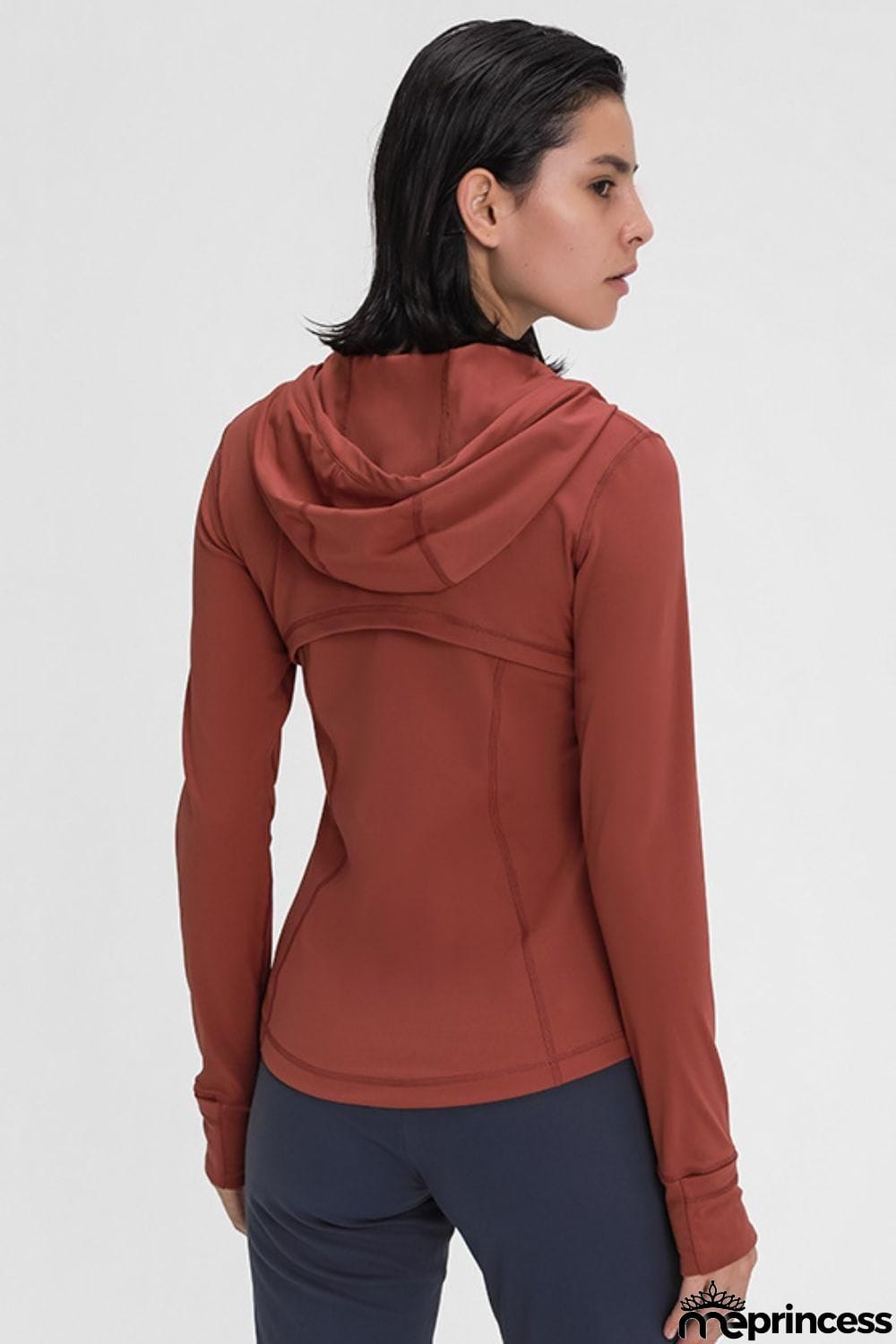 Zip Up Drawstring Detail Hooded Sports Jacket