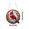 (Upgrade Size)DIY Diamond Painting Art Double Sided Effect Pendant Colorful Stained Glass Hanging Ornament Kit(Cardinal)