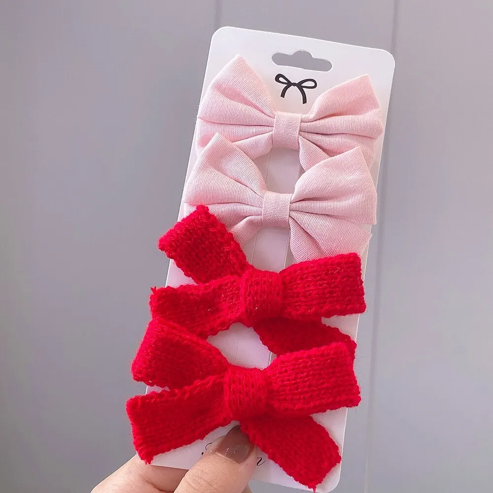 4Pcs/set 2021 New Leopard Print Hair Clips For Cute Girls BB Boutique Hairpins Bowknot Barrettes Headwear Kids Hair Acesssories