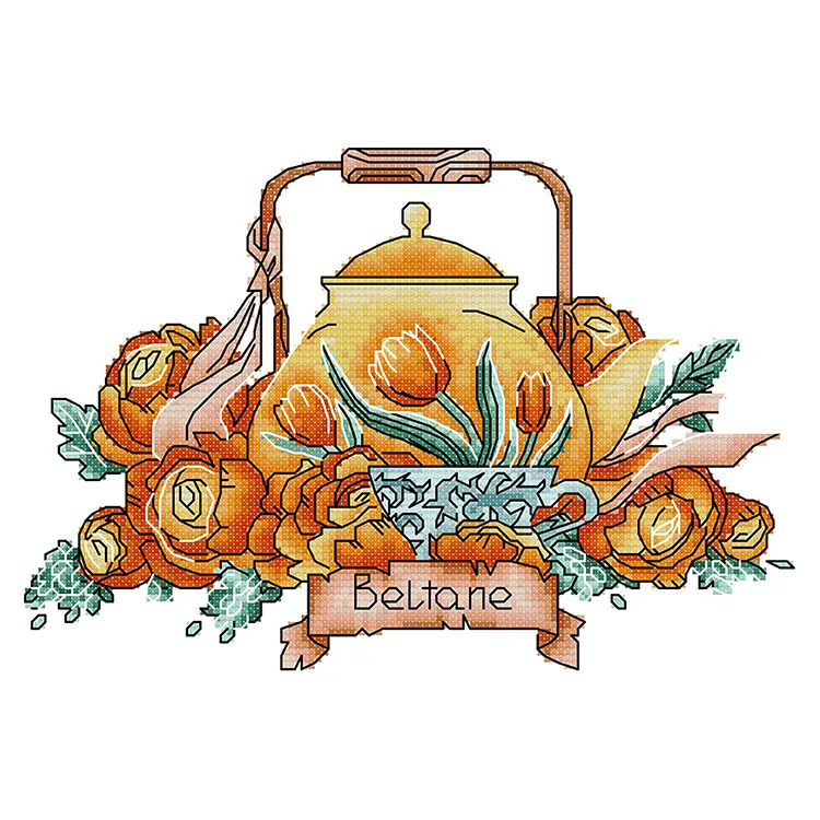 Joy Sunday-Teapot Series (29*20CM) 14CT Stamped Cross Stitch gbfke