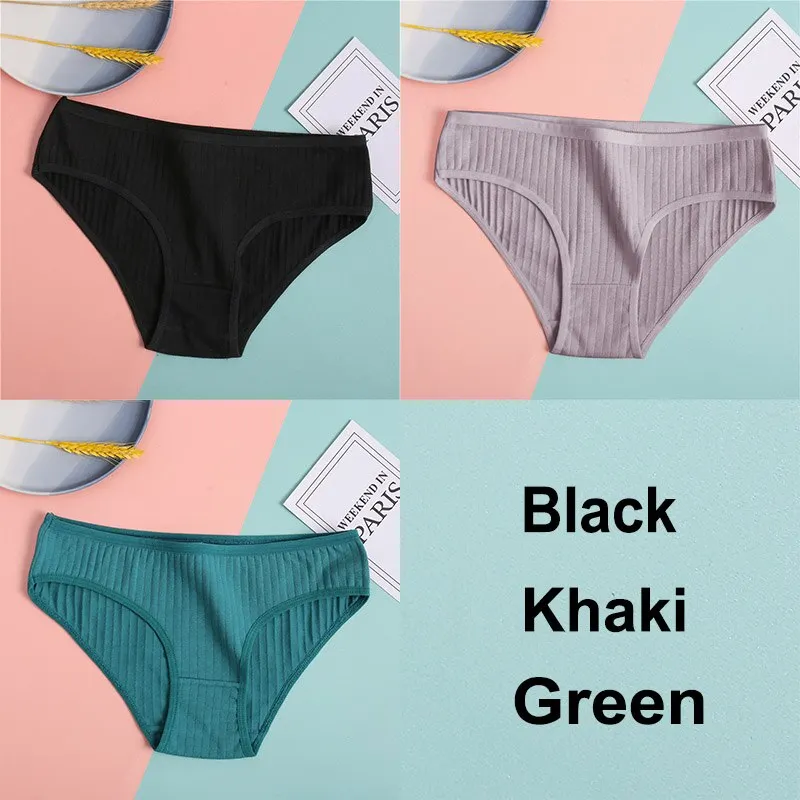 3PCS Cotton Panties Women's Underwear Casual Solid Color Panties for Women Intimate Lingerie Sexy Briefs Female Underpants M-XL