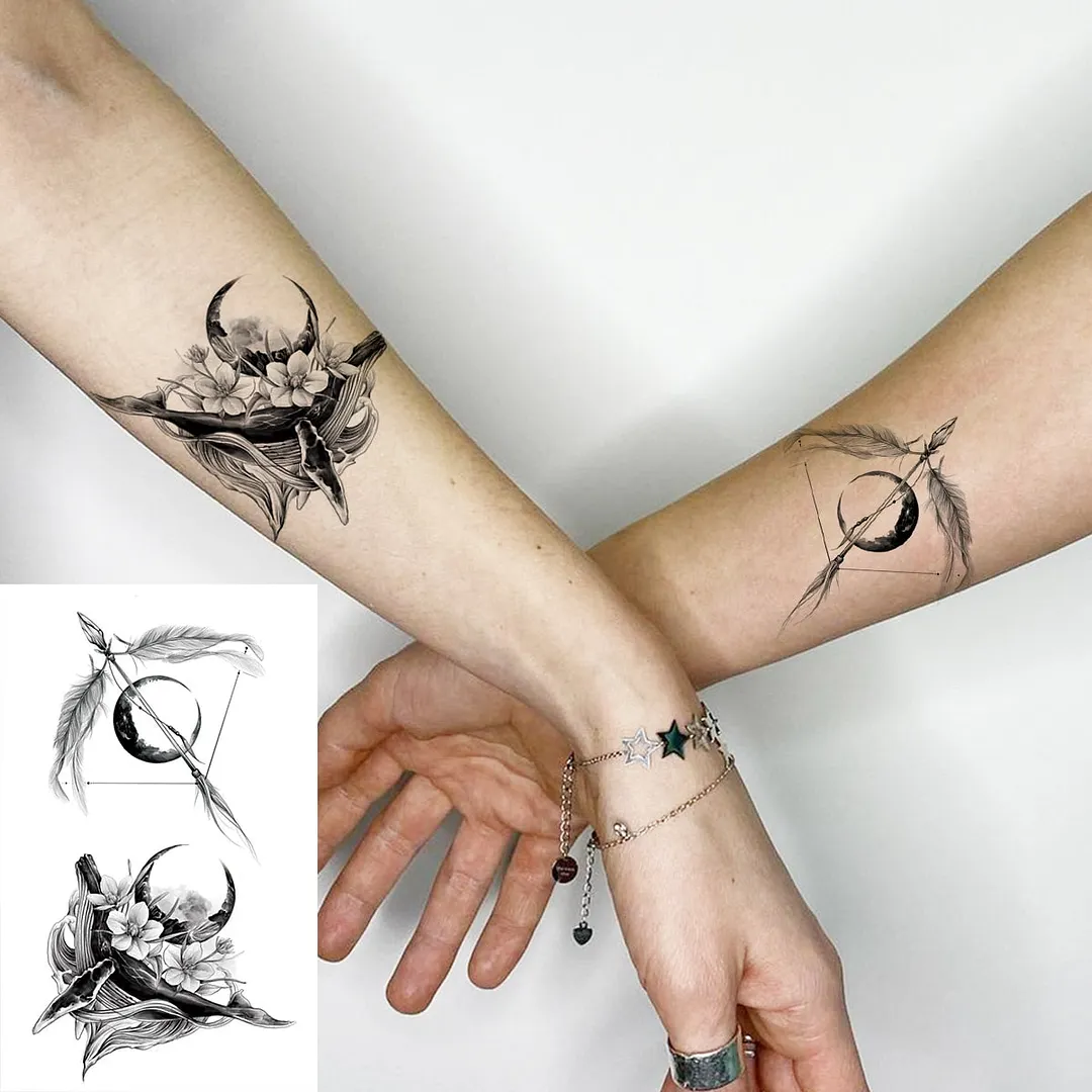 Lotus Mandala Flower Deer Sexy Temporary Tattoos For Women Neck Back Adult Geometric Tribe Fake Tattoo Body Art Waterproof Tatoo