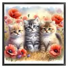 Cat-Partial 11CT Stamped Cross Stitch Bead Embroidery 36*36cm/14.17*14.17in