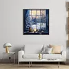 Window Snow Scene - 11CT Stamped Cross Stitch 50*50cm/19.69*19.69in