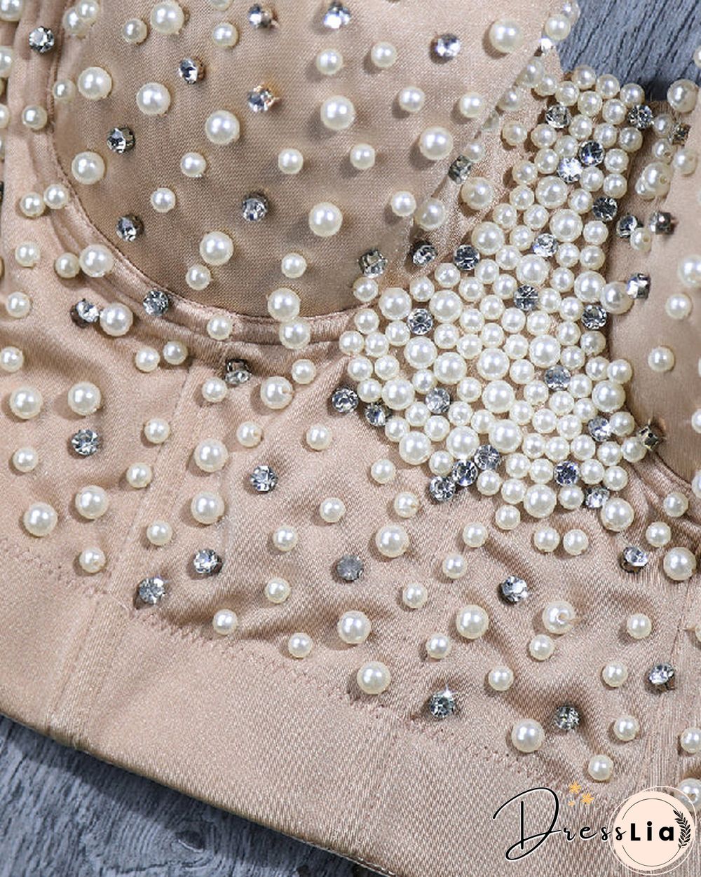 Sexy Denim Pearl Outer Corset