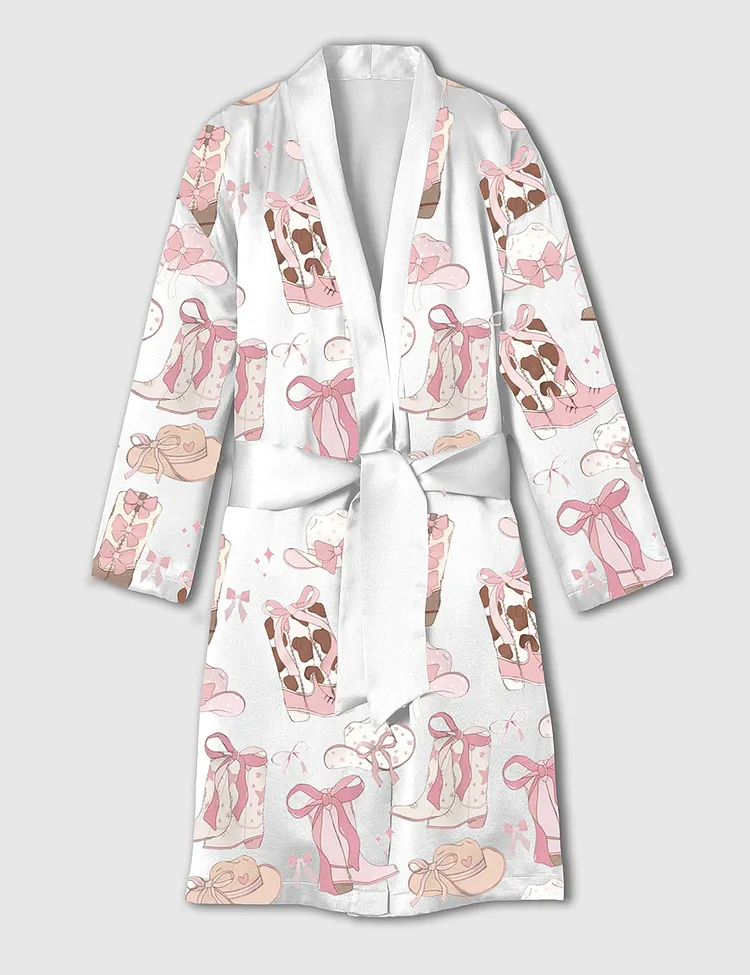 Women's Cowgirl Coquette Satin Bathrobe 