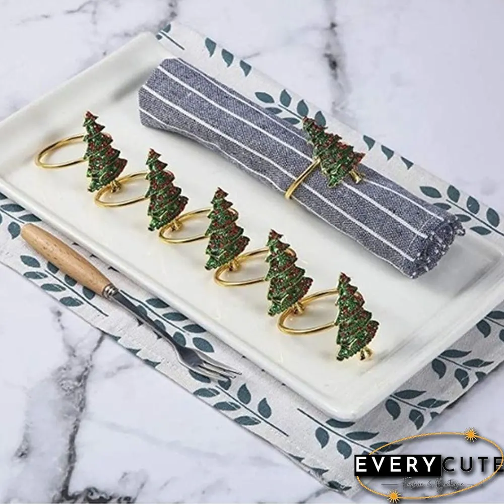 Metal Christmas Napkin Rings Holders Wreath Elk Christmas Tree Ring for Holiday Christmas Thanksgiving Home Table Decoration