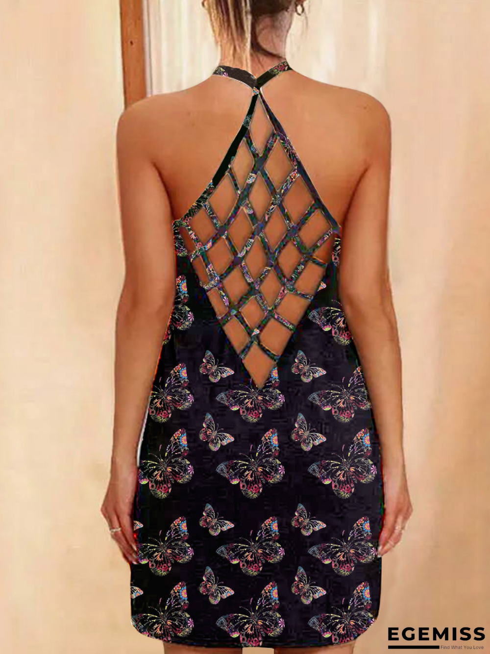 New Printed Sexy Hollow Neck Slim Dress Women In Summer | EGEMISS