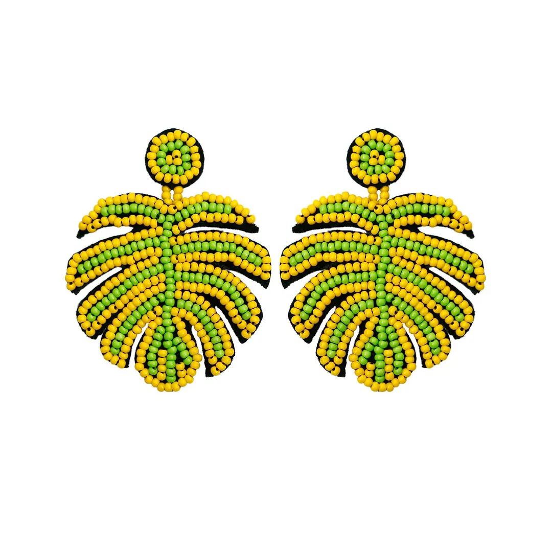 Dvacaman Bohemian Colourful Weave Beaded Flower Statement Drop Earrings Women Ethnic Handmade Seed Beads Dangle Earrings Jewelry