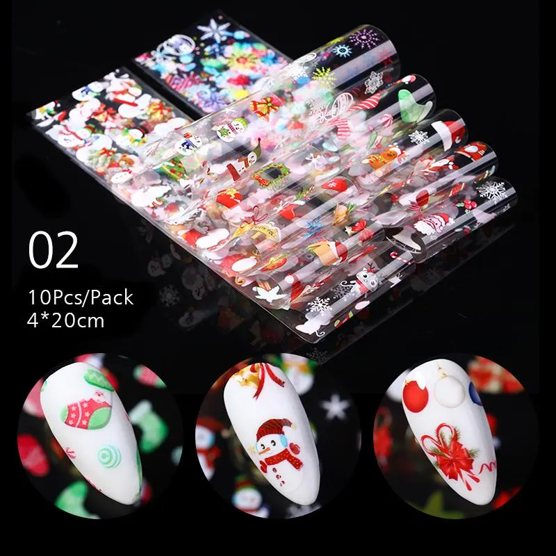 10Pcs/Bag Nail Art Transfer Foil Sticker Abstract Image Blue French Tip Wraps Adhesive Decals Nails Decoration Accessories-Nail Inspo