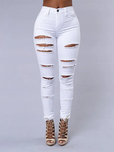 Ripped Jeans Pencil Pants