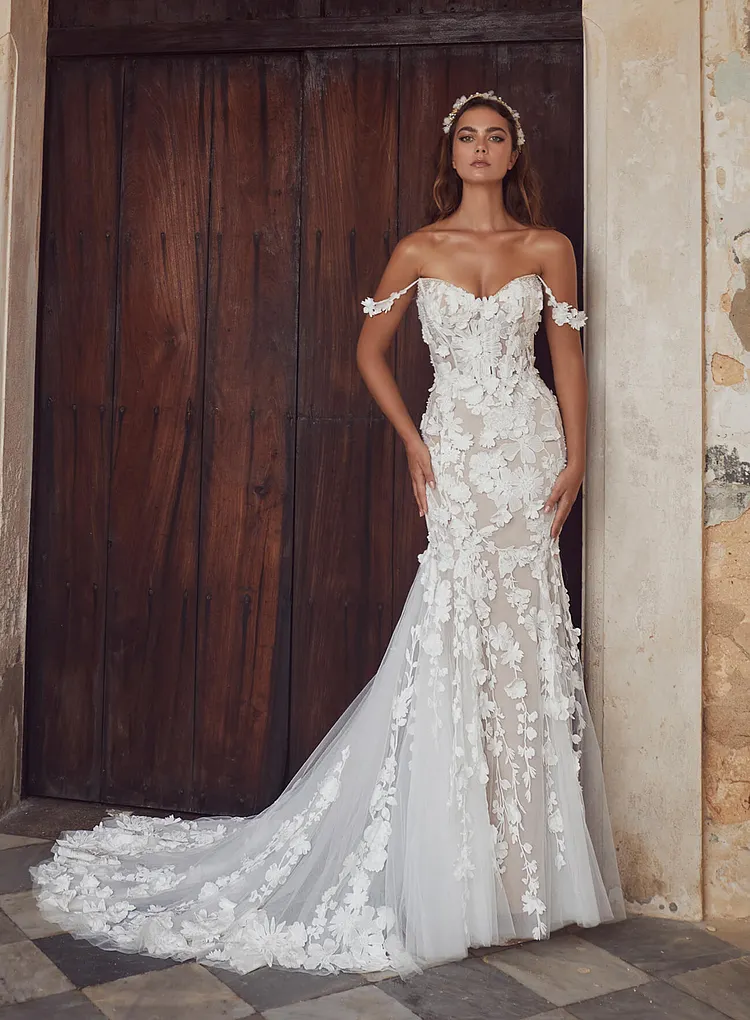 Lace Mermaid Off Shoulder Sweetheart Wedding Dress