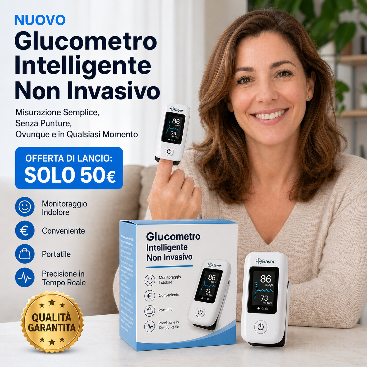 【11-in-1】Misuratore di glicemia multifunzionale non invasivo Bayer