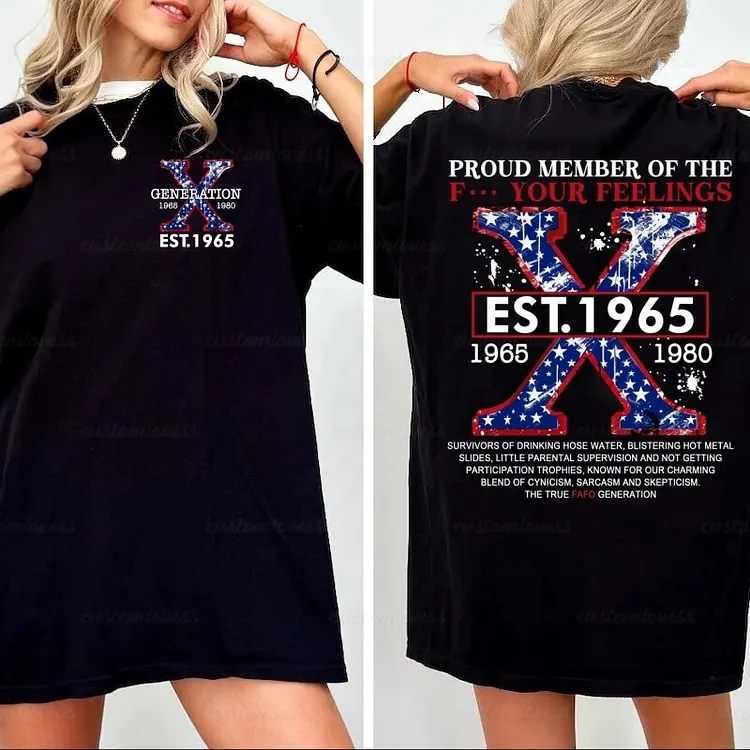 Custom Year Generation X American Flag T-shirt
