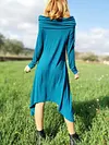 Off-The-Shoulder Solid Color Long Sleeve Irregular Midi Dress