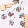6pcs 5D Diamond Art Key Rings Art Craft DIY Special-shaped Drill Butterfly Flag Keychain Kit