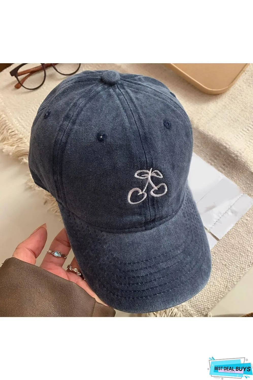 Cherry Embroidered Adjustable Cap