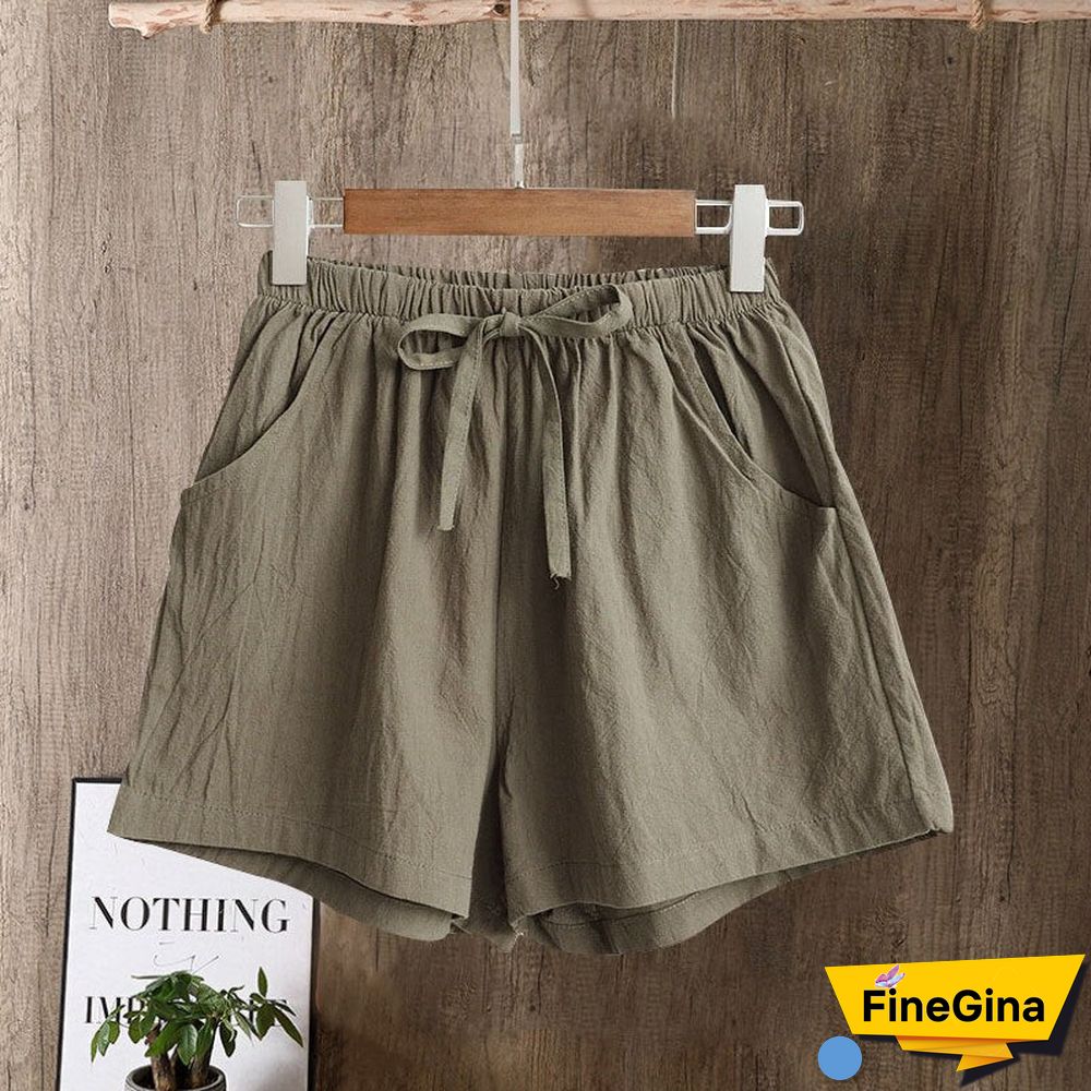 Casual Style Cotton Linen Pants Women Spring Summer New Elastic Waist Solid Basic Retro Loose Women's Harem Pants Trousers