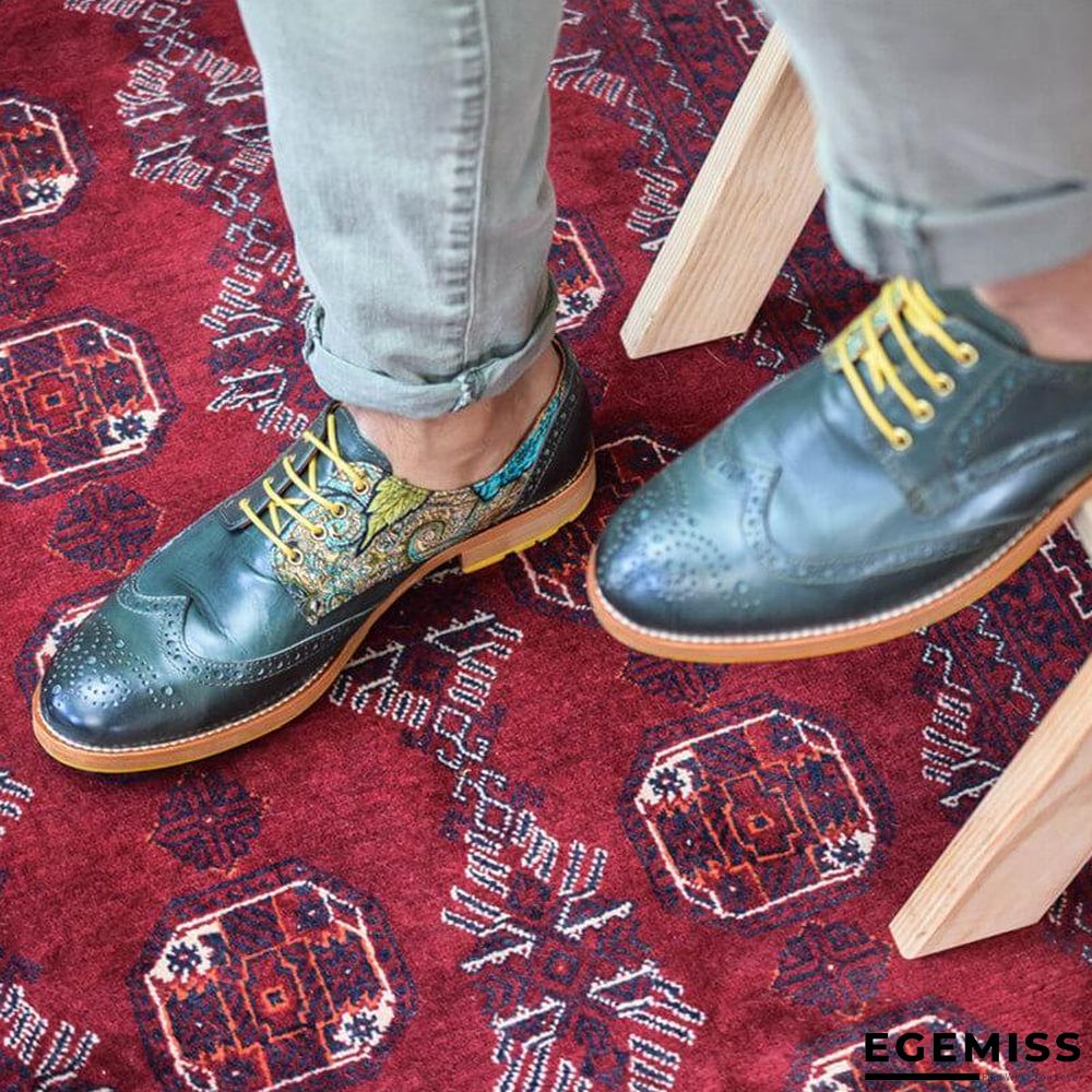 Handmade Paisley Pattern Oxford Leather Shoes | EGEMISS