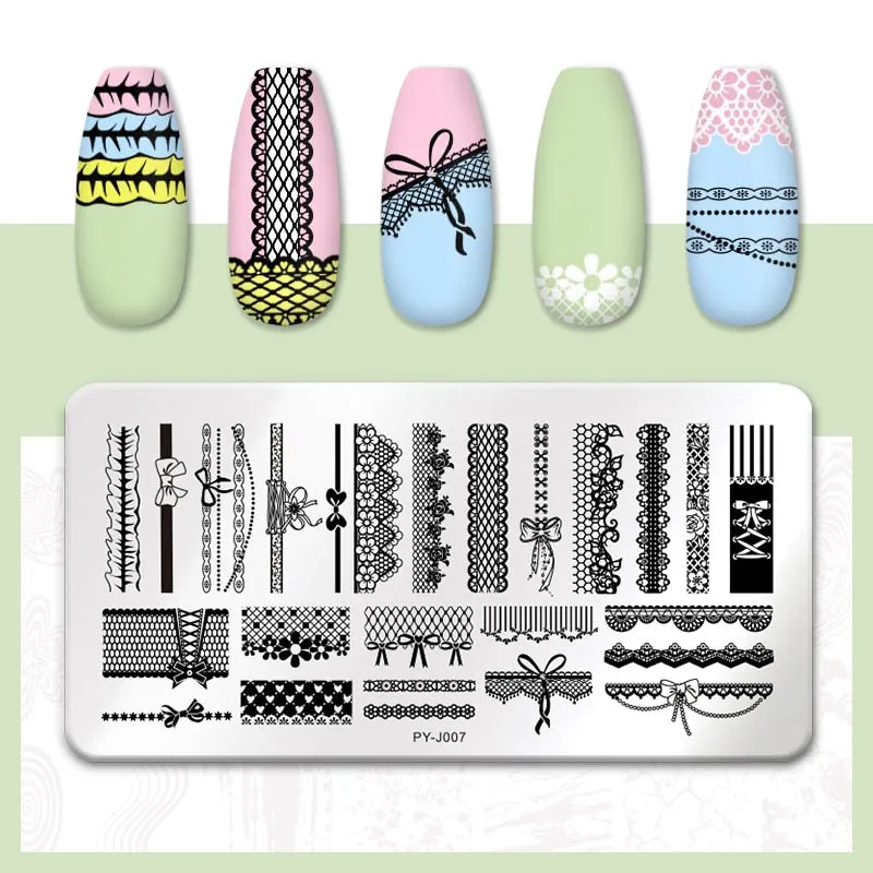PICT YOU  Nail Stamping Plates Line Pictures Stencil Stainless Steel Nail Design for Printing Nail Art Image Plate Tool-Nail Inspo
