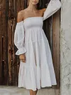 Bowknot Elasticity Off-The-Shoulder Midi Dress