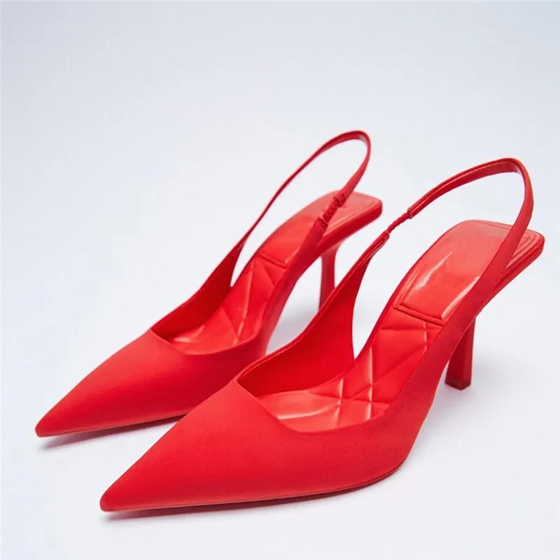 Women Pointed Toe Shoes Light Yellow Diamond Shallow Mouth Slippers Back Strappy Low Heel Sandals For Women 2021 New Arrival