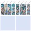 (US Local)8Pcs DIY Owl Diamond Painting Art Bookmarks with Crystal Pendants for Reading