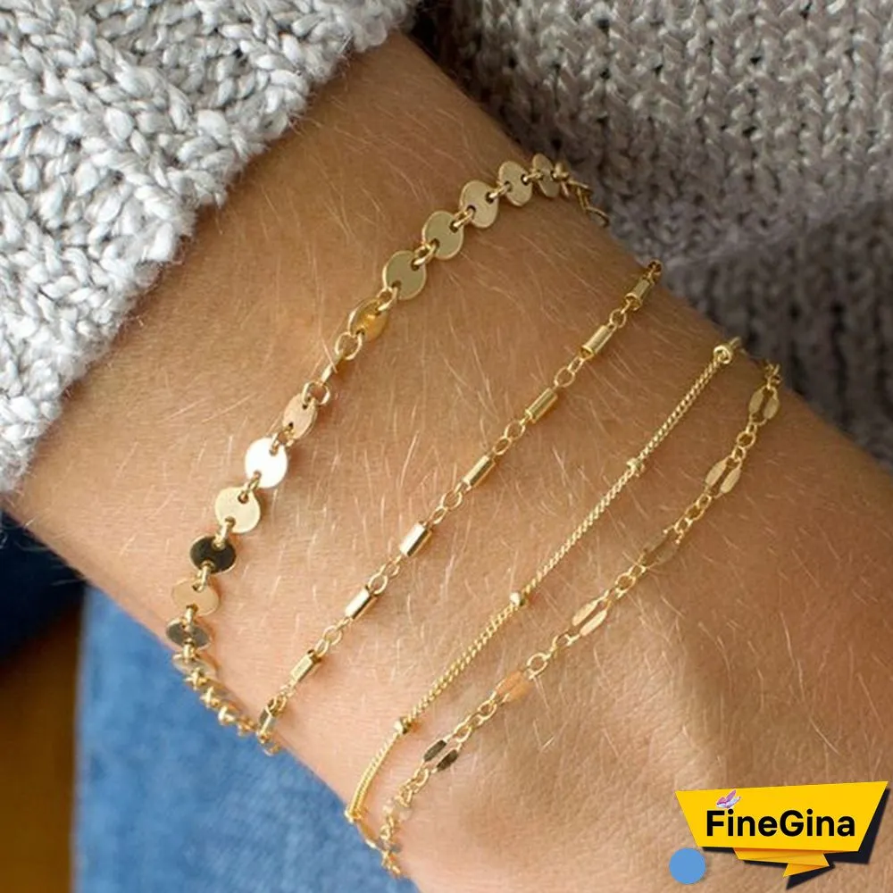4pcs/set Jewelry New Wild Alloy Double-sided Wear Finger Bracelet