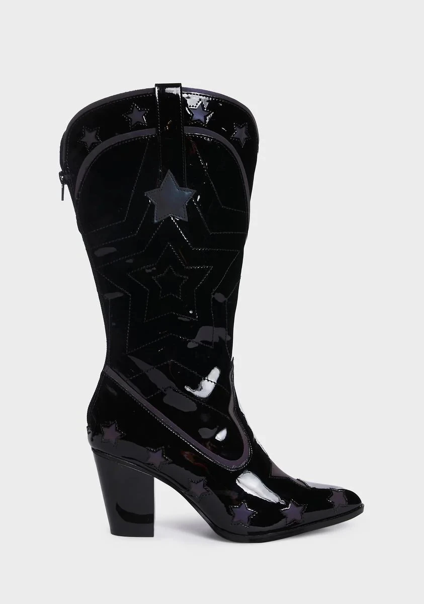 Cowboy Pink Cowgirl Boots For Women Mid Calf Western Boots  Zip Patchwork Pointed Toe Chunky Heel