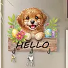 (US Local)Wooden Special Shape Hello Dog 3 Hooks Diamond Painting Hook Rail Kit