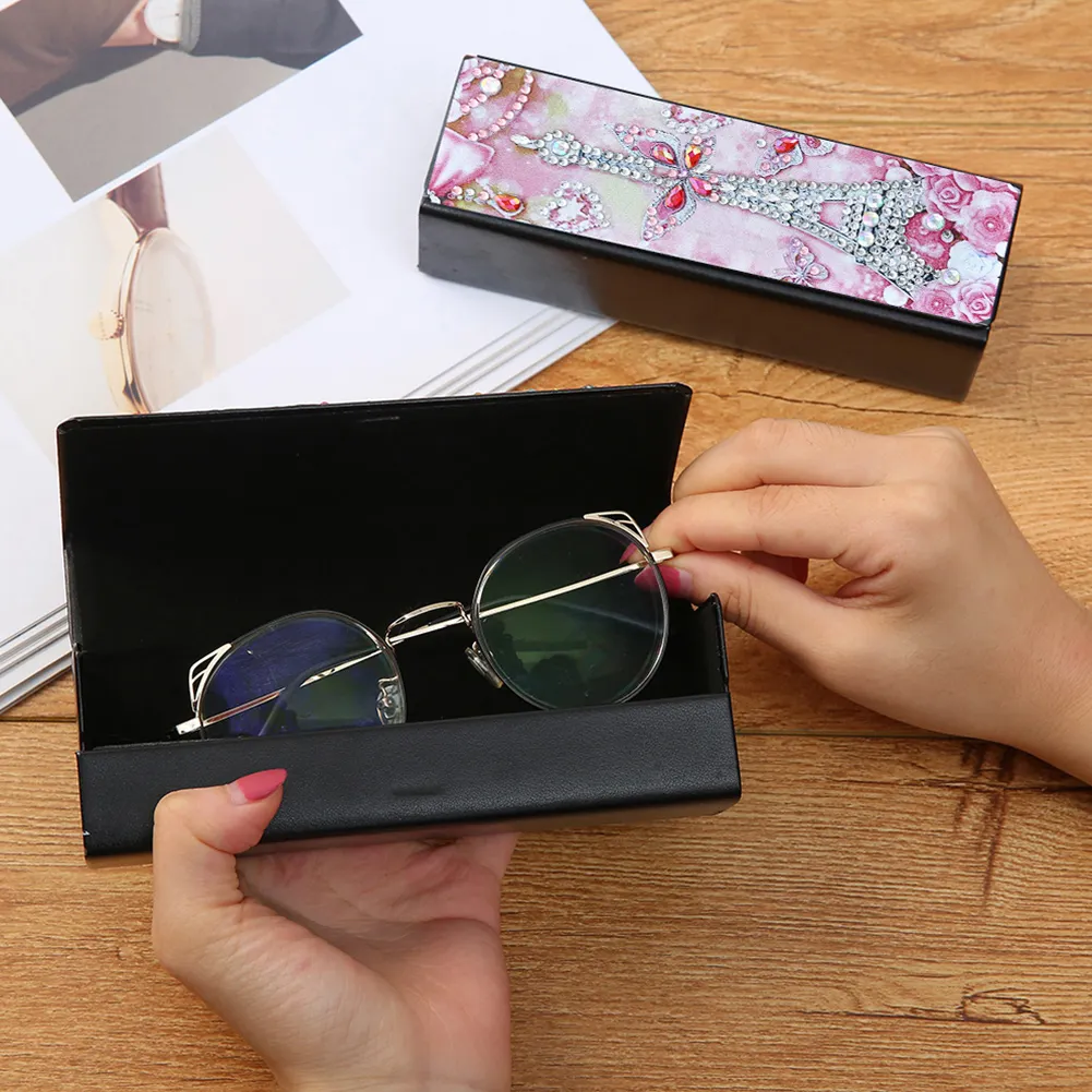 DIY Leather Diamond Painting Glasses Storage Case Mosaic Kit (Q33 Tower)