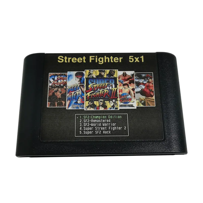 16 Bit Game Cartridge - Street Fighter 5IN1 Classic Collection Genesis/MEGA DRIVE Remix Mulit Cart - Region Free