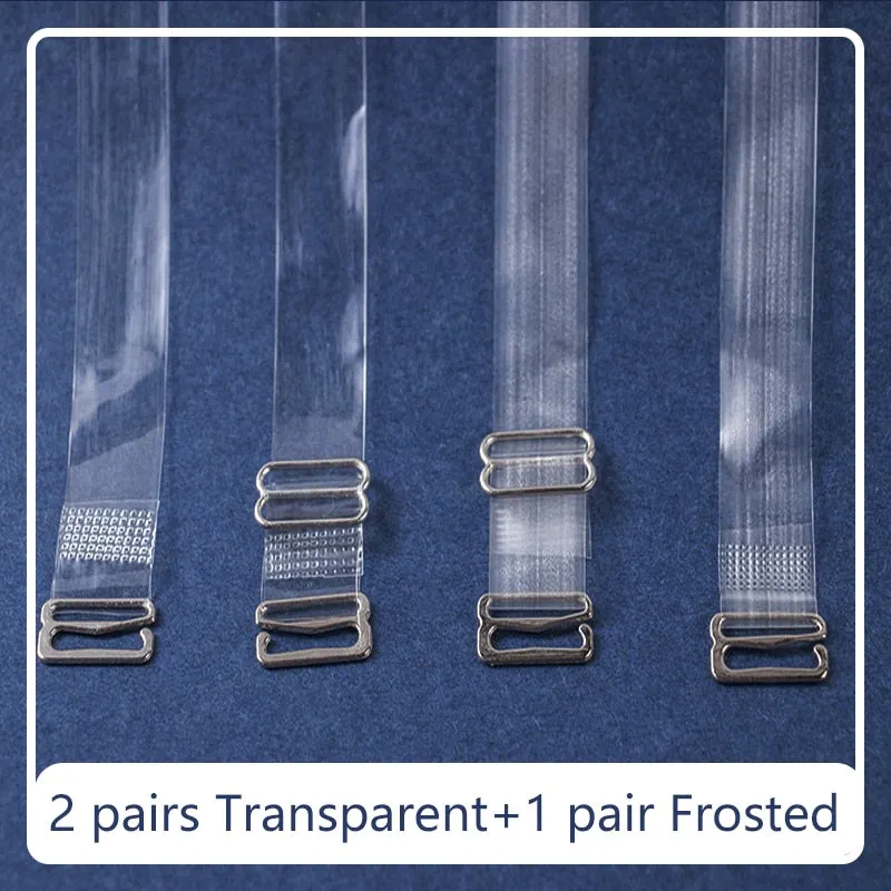 3Pairs=6Pcs Metal Buckle Bra Straps Belt Women's Elastic Bra Transparent Silicone Adjustable Womens Intimates Accessoires