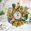 5D DIY Special Shape Diamond Painting Desk Ornament Handmade Clock Kit(Sunflower Rooster)