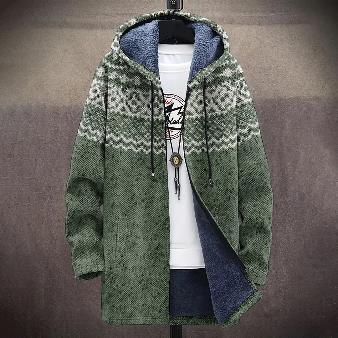 Men's Vintage Knitted Jacquard Pattern Cozy Cardigan Sweater
