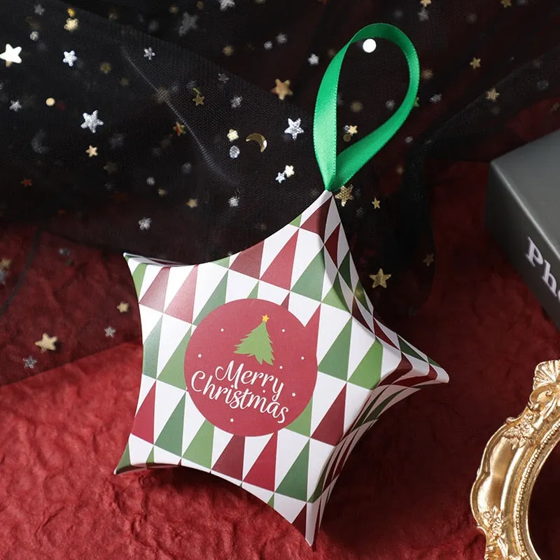 10pcs Christmas Gift Boxes Santa Claus Candy Box Star Shape Merry Christmas Boxes Bags for Home New Year Xmas Decor Kids Gifts