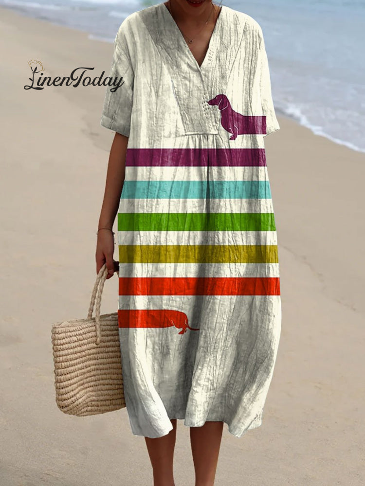 Women&rsquo;s Dachshund Lover Art Print Flowy Dress Multicolor / S