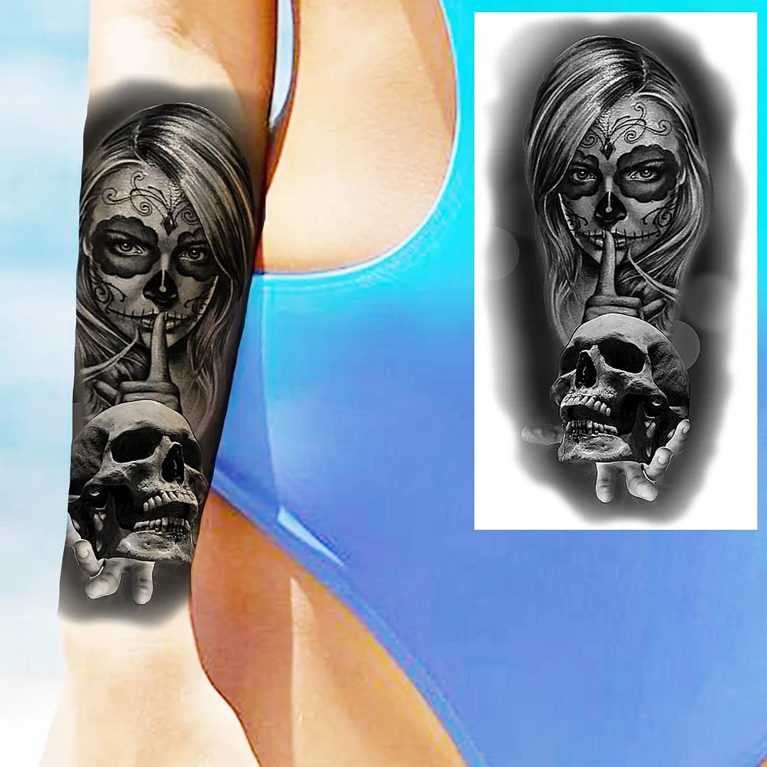 Halloween Clown Joker Scary Temporary Tattoos For Men Women Realistic Scary Lion Waterproof Tattoo Forearm Tatoos Vampire