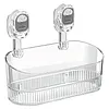 No-Drill Bathroom Suction Storage Box Reusable Multi Functional Suction Cup Shelf Detachable Transparent Storage Hanging Basket for Shampoo Conditioner Soap