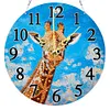 (US Local)Wood Special Shape Giraffe 5D Diamond Painting Clock Art Craft for Home Decor