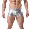 Men's Leather Underwear Lingerie Boxer Shorts Underwear with Bulge Pouch Briefs Shorts Low Rise Trunks