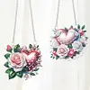 (US Local)2Pcs Love Rose Special Shape Diamond Painting Hanging Pendants for Wall Window