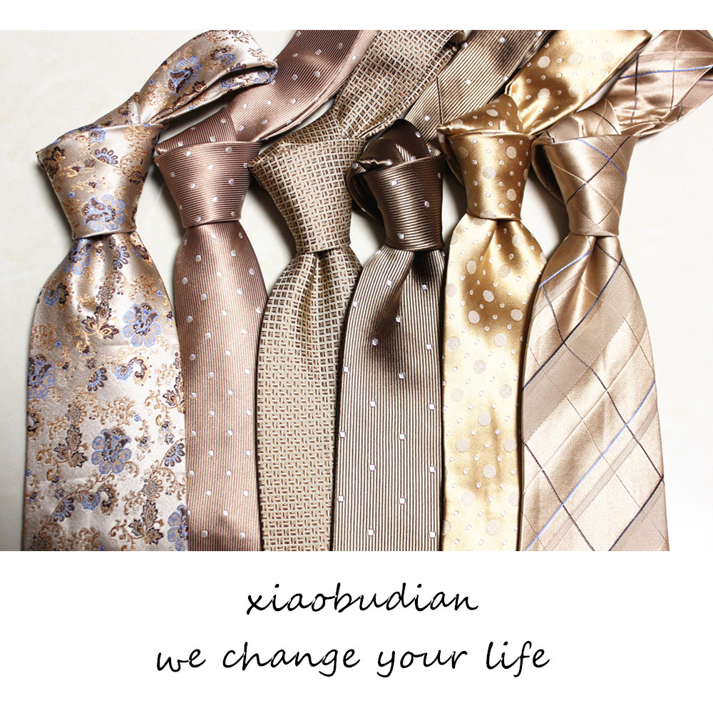 LuxChamp Silk Tie: Premium Champagne Yellow Jacquard for Business & Weddings