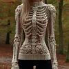 Women's Halloween Body Organ Muscle Print Round Neck Loose Sweatshirt