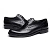 Mens Black Wingtip Leather Derby Dress Shoes