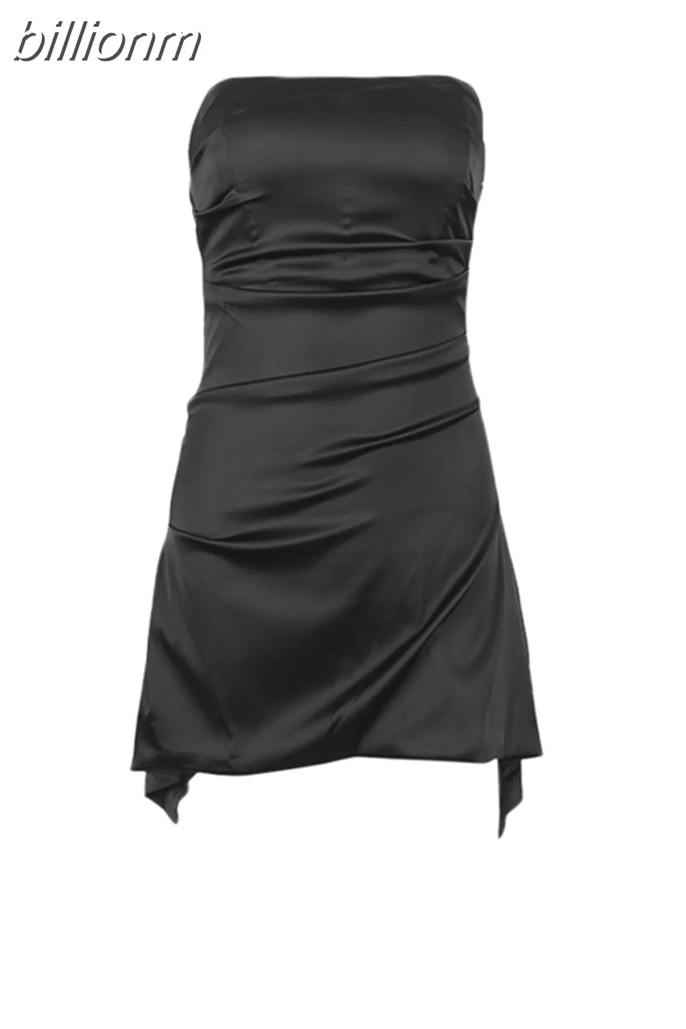 billionm Elegant Double Layered Satin Mini Dress Sexy Strapless Summer 2023 Holidays Outfits Partywear Birthday Dress For Women